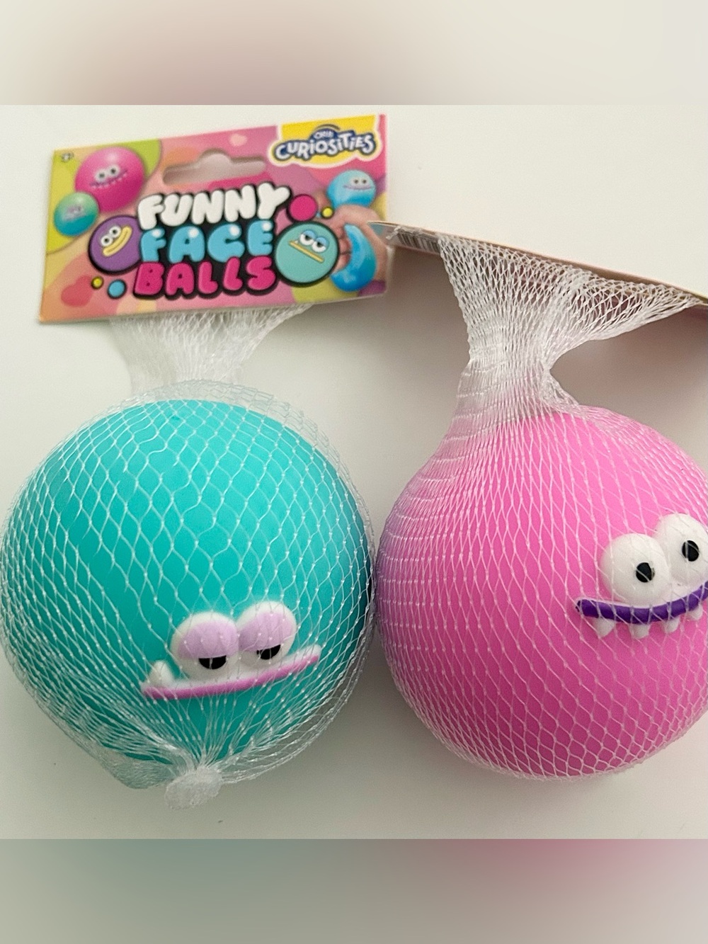 Orb Curiosities Funny Faces Squishy Ball Figet Toy Bundle - 2 NEW